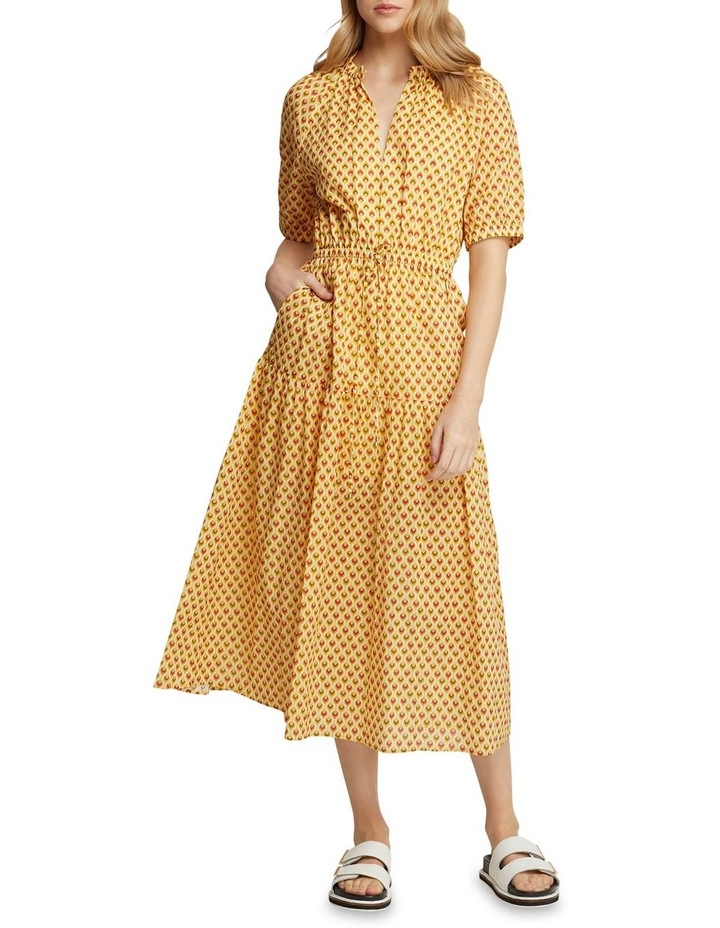 Georgia Cotton Retrol Print Dress Yellow