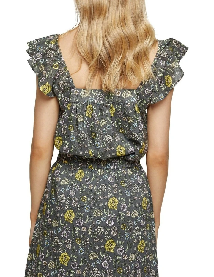 Lucielle Cotton Paisley Print Top Charcoal image 3