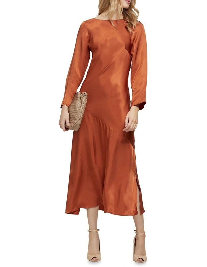 Oxford Camille Bias Midi Dress Rust MYER