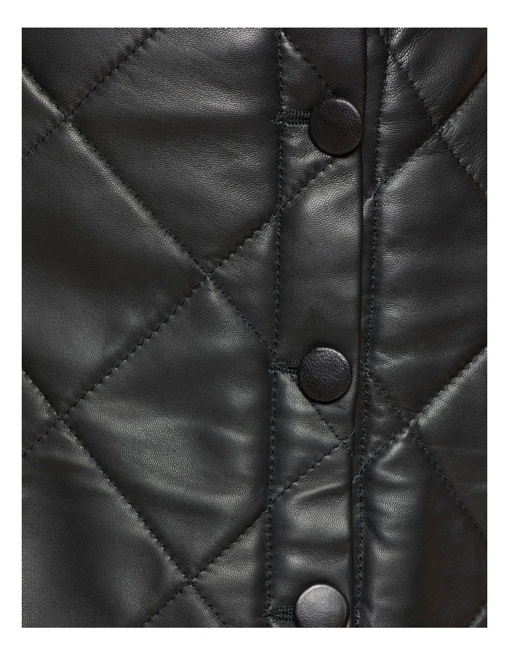 Ronnie Quilted Mini Leather Skirt Black image 6