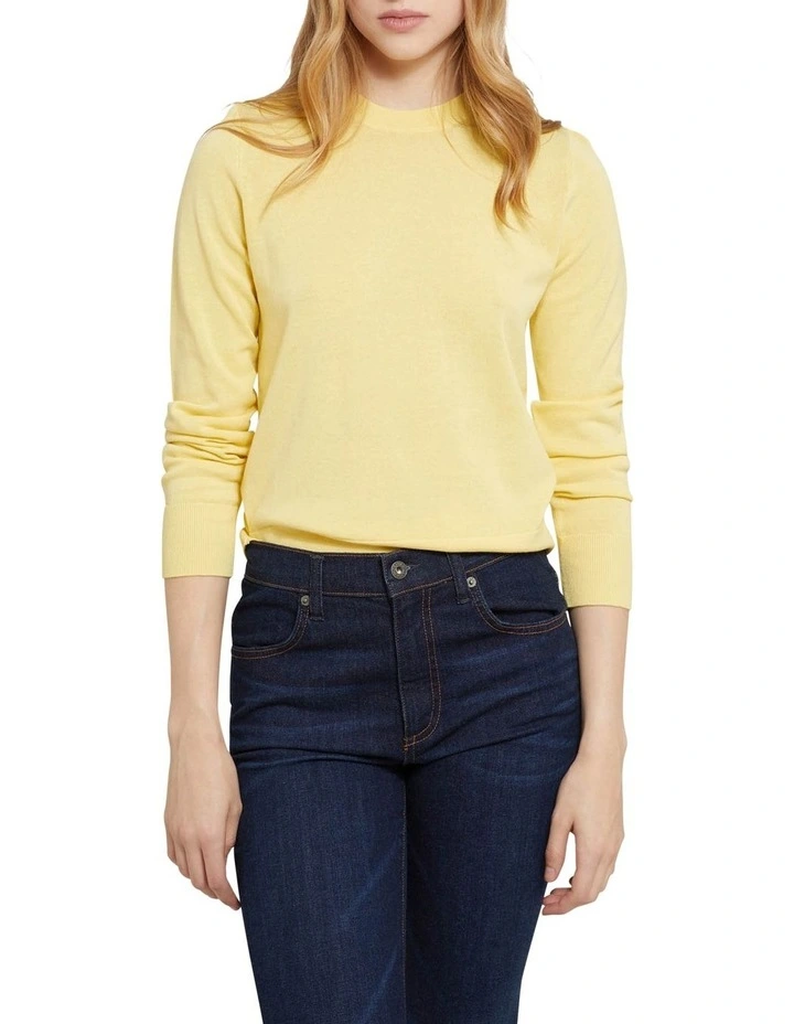 Florence Cotton Crew Neck Knit Jumper Yellow image 1