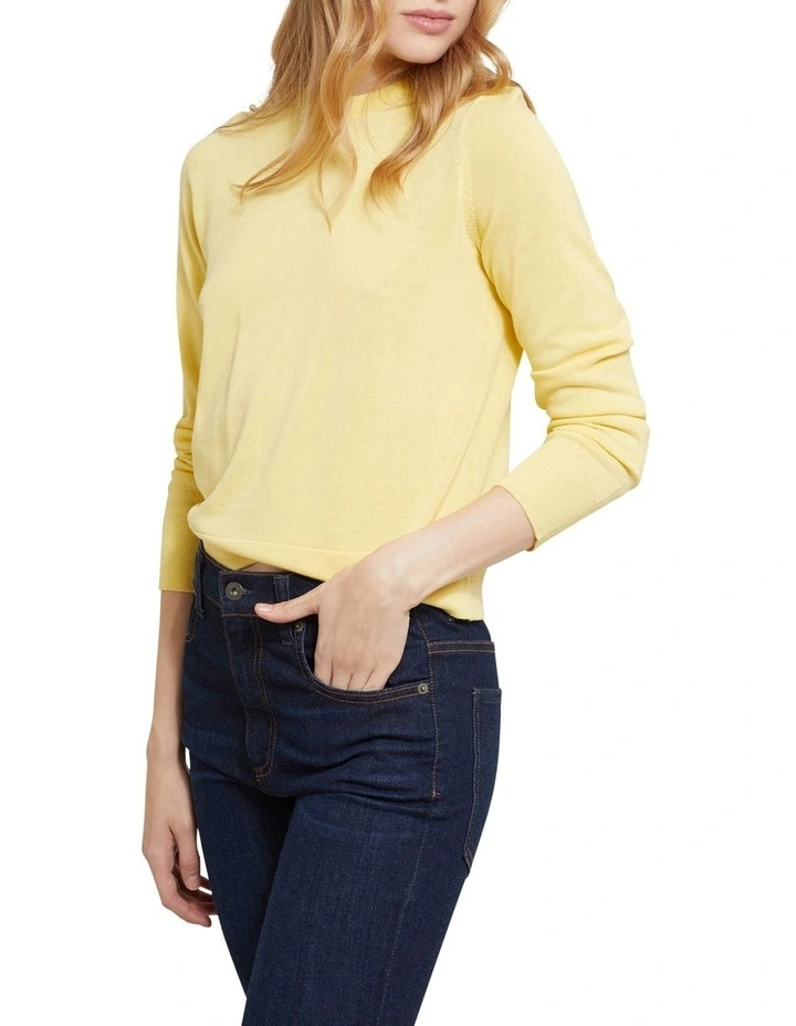 Florence Cotton Crew Neck Knit Jumper Yellow image 2