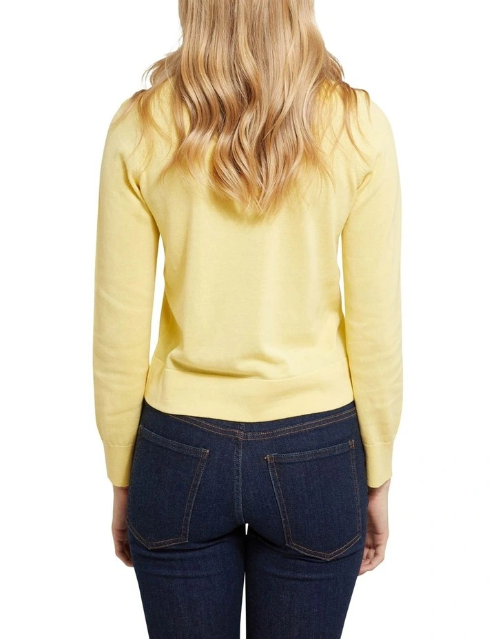 Florence Cotton Crew Neck Knit Jumper Yellow image 3