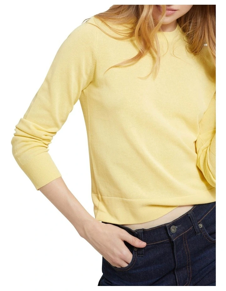 Florence Cotton Crew Neck Knit Jumper Yellow image 4