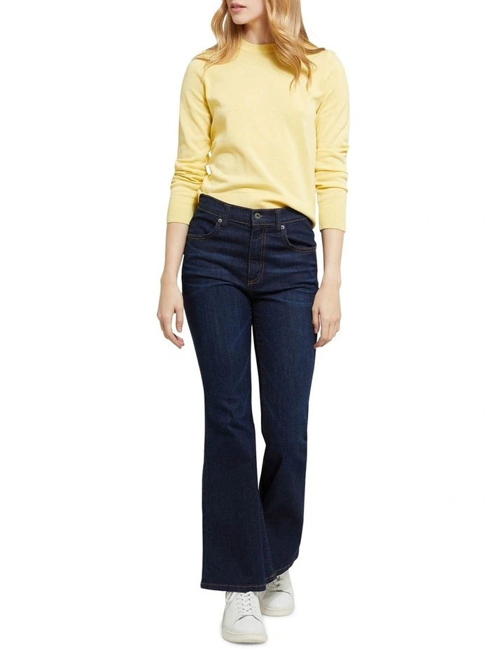 Florence Cotton Crew Neck Knit Jumper Yellow image 5