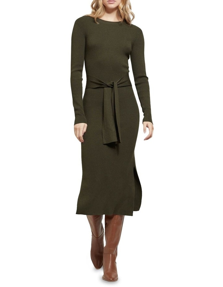 Lucy Rib Knitted Dress Dark Olive