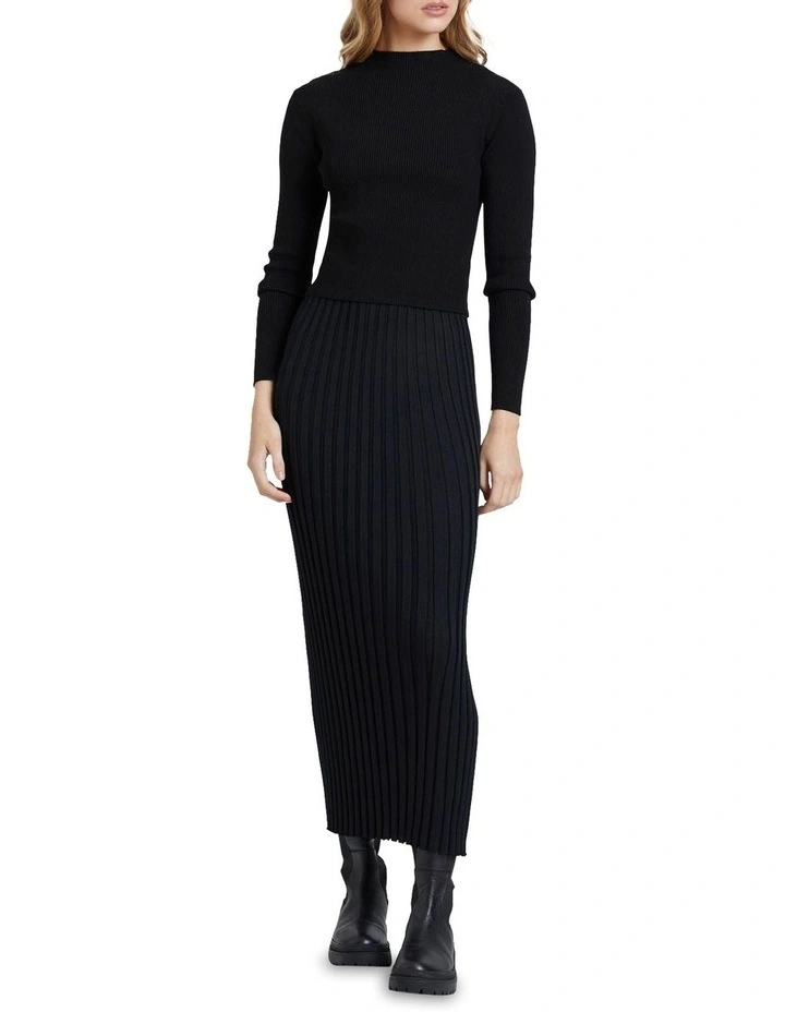 Jessica Long Sleeve Rib Crop Knit Top in Black image 5