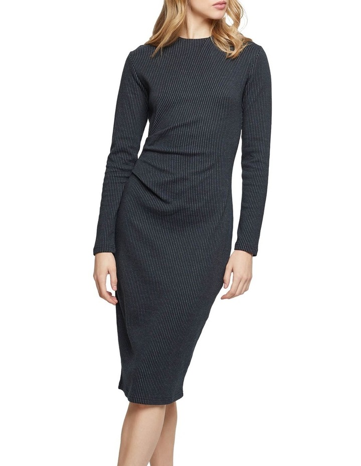 Hartley Jacquard Pinstripe Knit Dress Navy/White