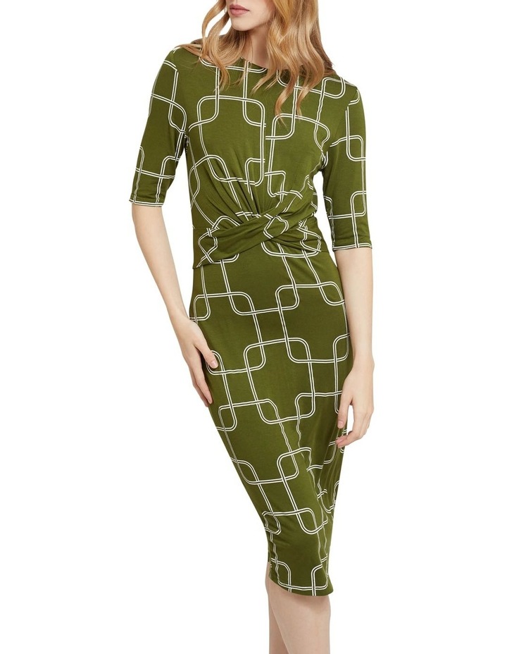 Annie Knit Geo Print Dress Green