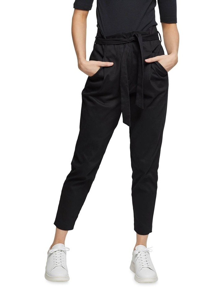 Sloane Stretch Cotton Paperbag Pants Black