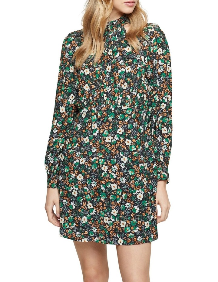 Ivanka Floral Printed Keyhole Dress Green/Copper