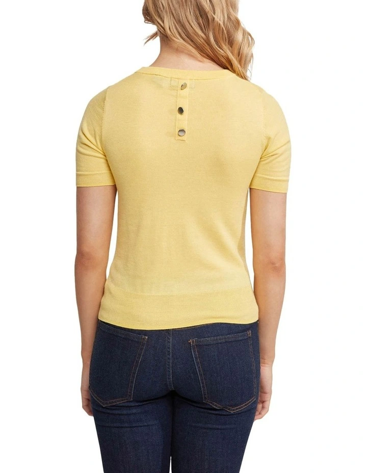 Grace Short Sleeve Cashmere Blend Knit in Butter Yellow image 3