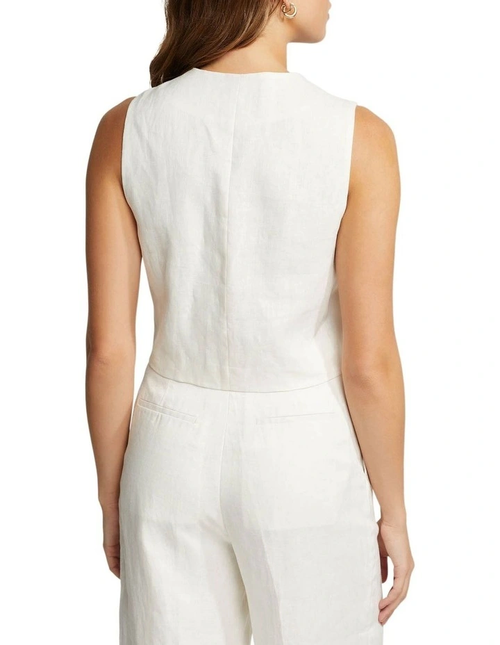 Vienna Linen Vest in Ivory image 3
