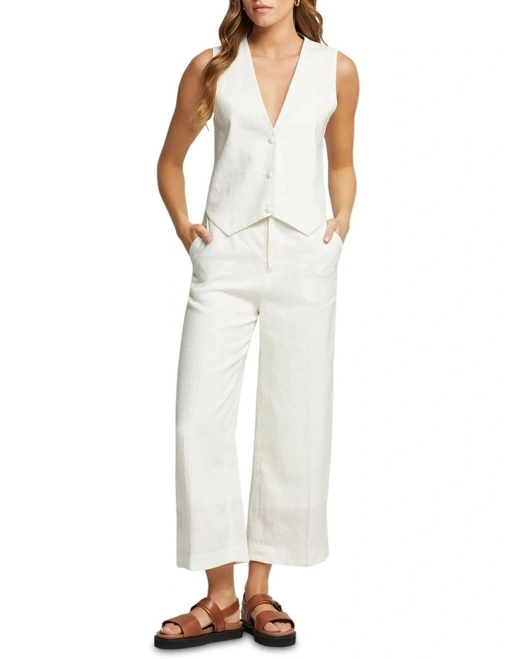 Vienna Linen Vest in Ivory image 5