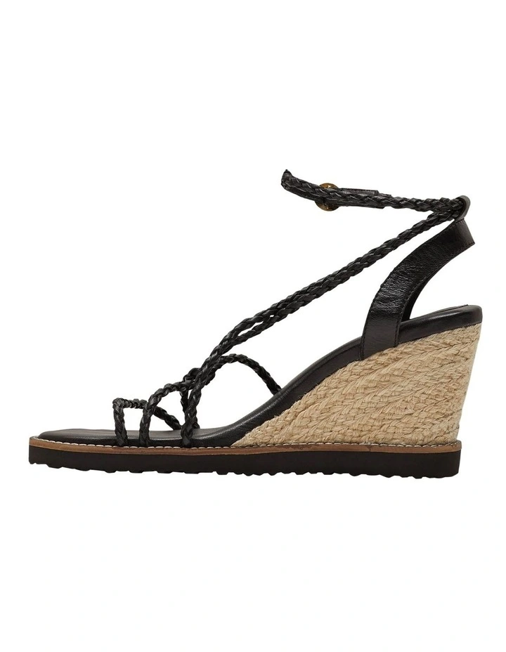 Clara Espadrille Wedge Shoes in Black image 2