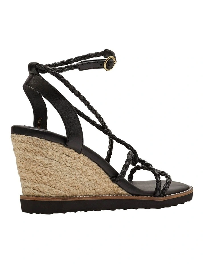 Clara Espadrille Wedge Shoes in Black image 4