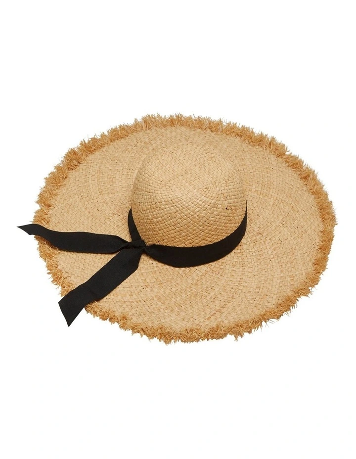Lucie Wide Brim Hand Weave Hat in Natural image 1