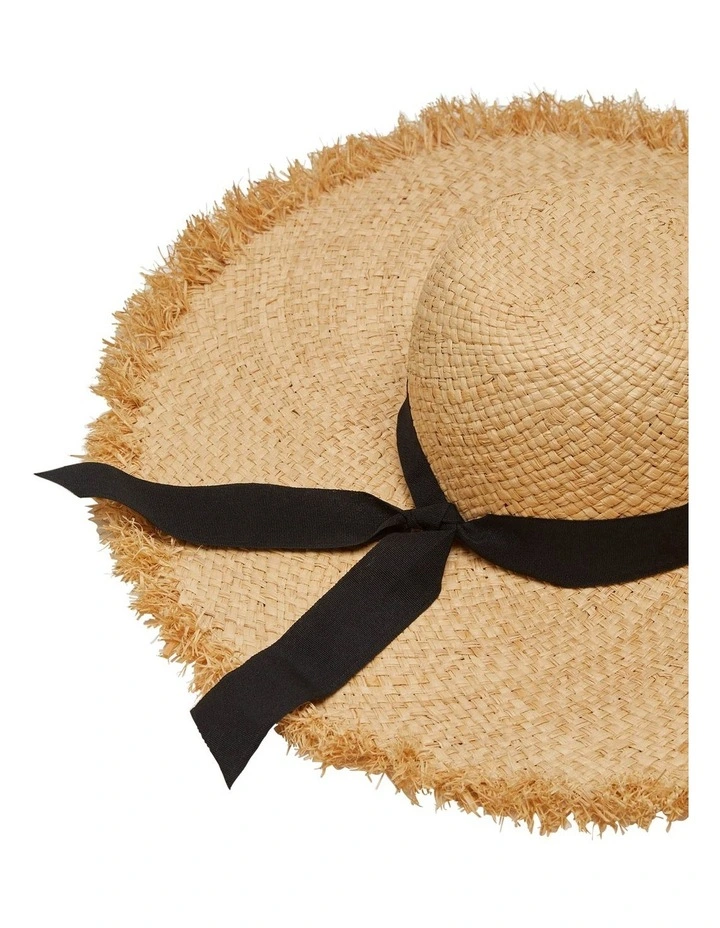 Lucie Wide Brim Hand Weave Hat in Natural image 2