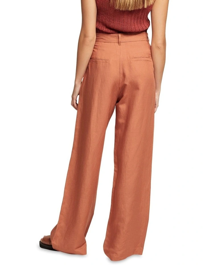 Bianca Linen Blend Wide Leg Pants in Brown image 2