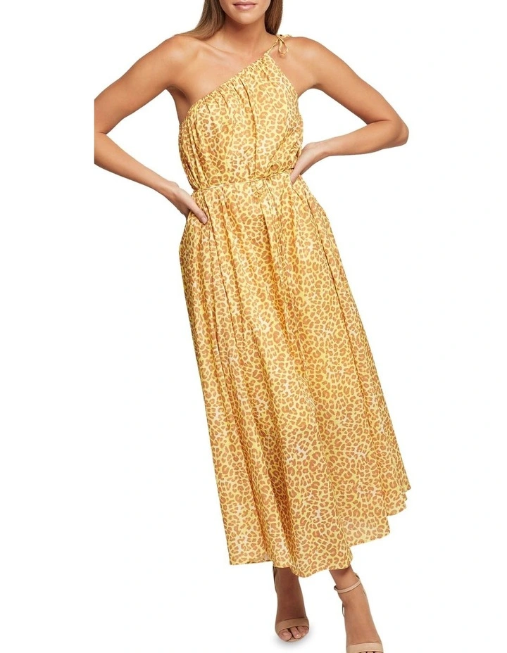 Tara Cotton Animal Print Dress in Yellow image 4