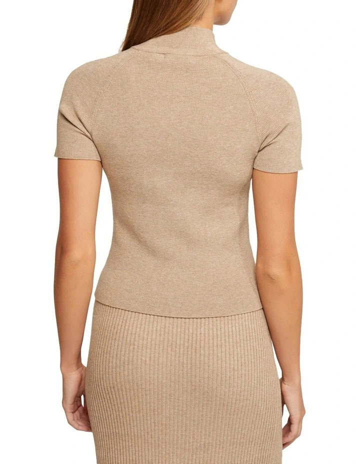 【NOT4NERD】Ashen Dawn Stripe Short Sleeve Knit (3色) Oxford Dawn Knitted Short Sleeve Top in Beige | MYER