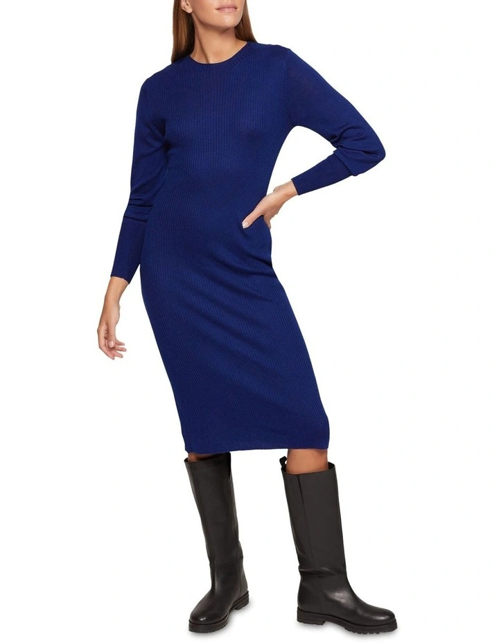 Nina Knitted Dress in Blue image 4