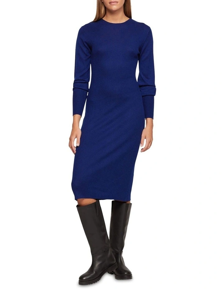 Nina Knitted Dress in Blue image 5