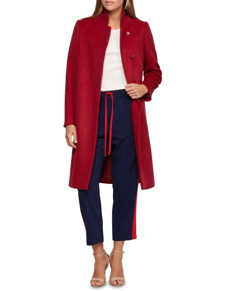 Olive Wool Rich Coat in Red image 1