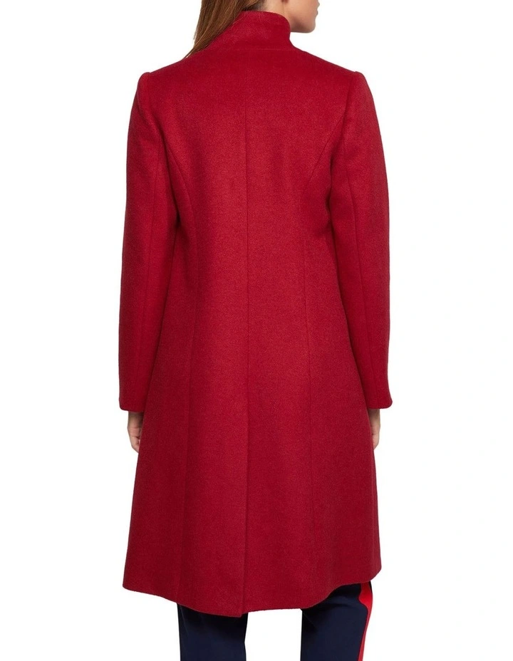 Olive Wool Rich Coat in Red image 3