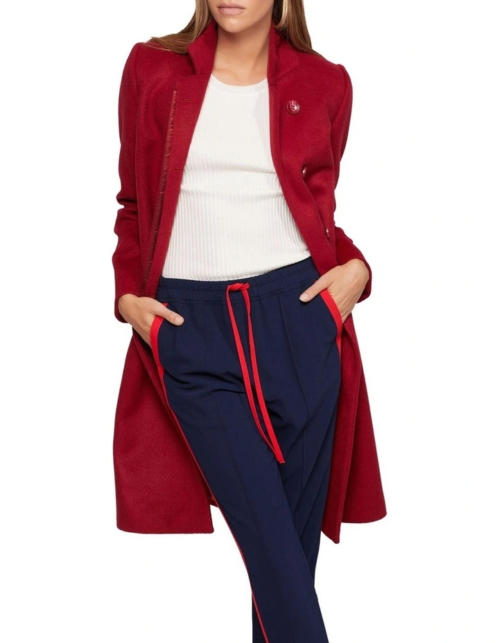 Olive Wool Rich Coat in Red image 4