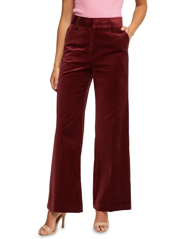Lydia Velvet Trousers in Port image 1