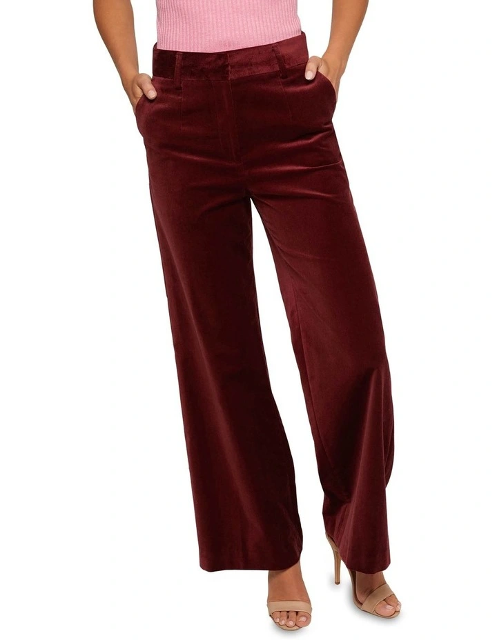 Lydia Velvet Trousers in Port image 4