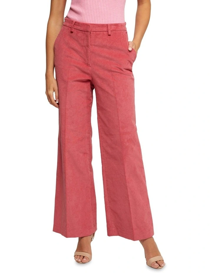 Jennifer Corduroy Wide Leg Trousers in Pink image 1