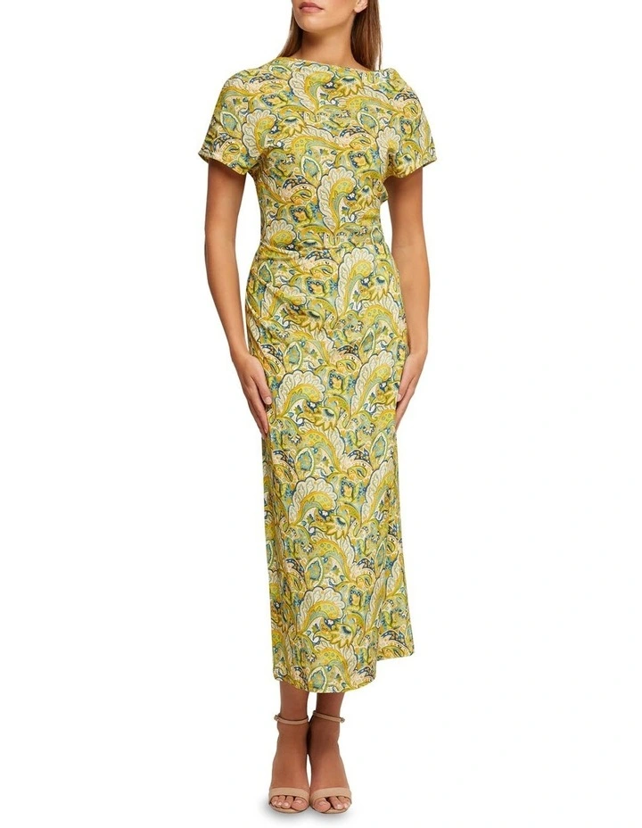 Victoria Printed Dress in Yellow image 1