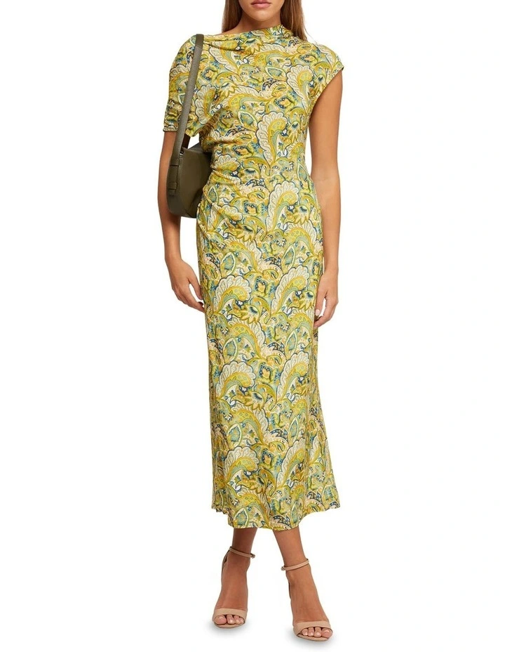 Victoria Printed Dress in Yellow image 5