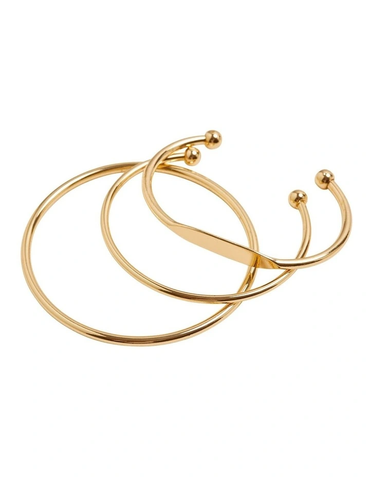 Zara Triple Bangle Set in Gold image 2