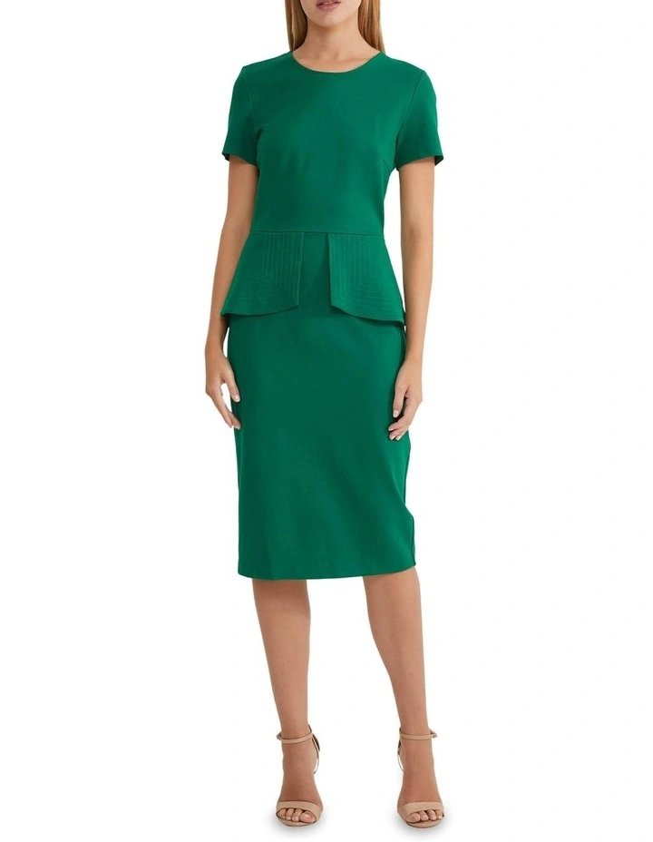 Oxford Irena Peplum Ponti Dress in Green | MYER