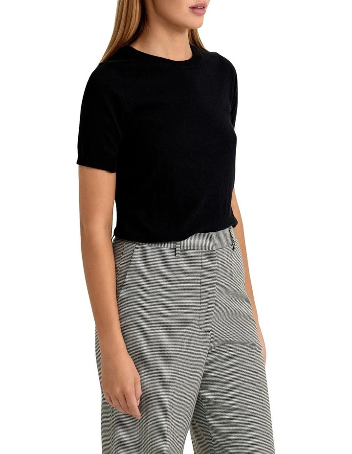 Grace Short Sleeve Knit Top in Black image 2