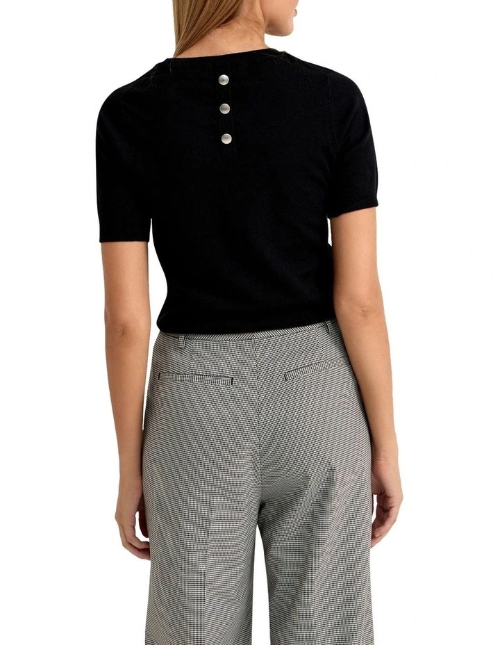 Grace Short Sleeve Knit Top in Black image 3