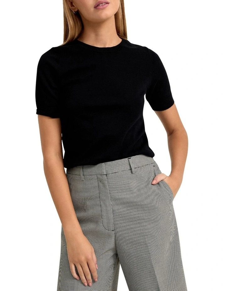 Grace Short Sleeve Knit Top in Black image 4