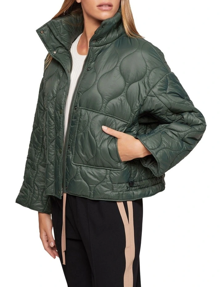Nina Eco Filling Quilted Puffer Jacket in Green image 2