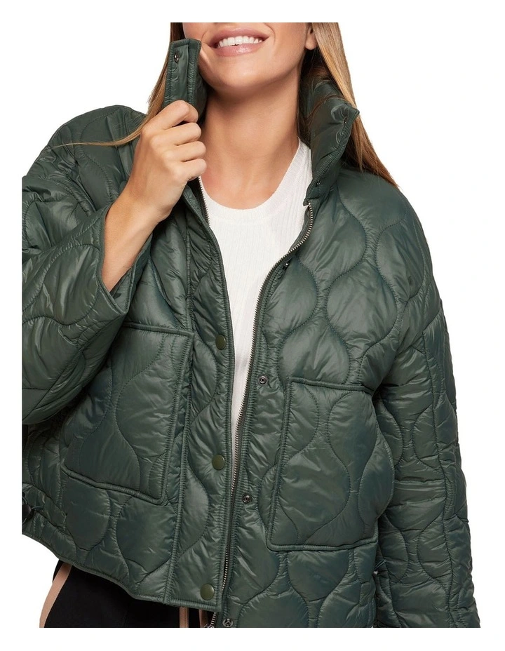Nina Eco Filling Quilted Puffer Jacket in Green image 4