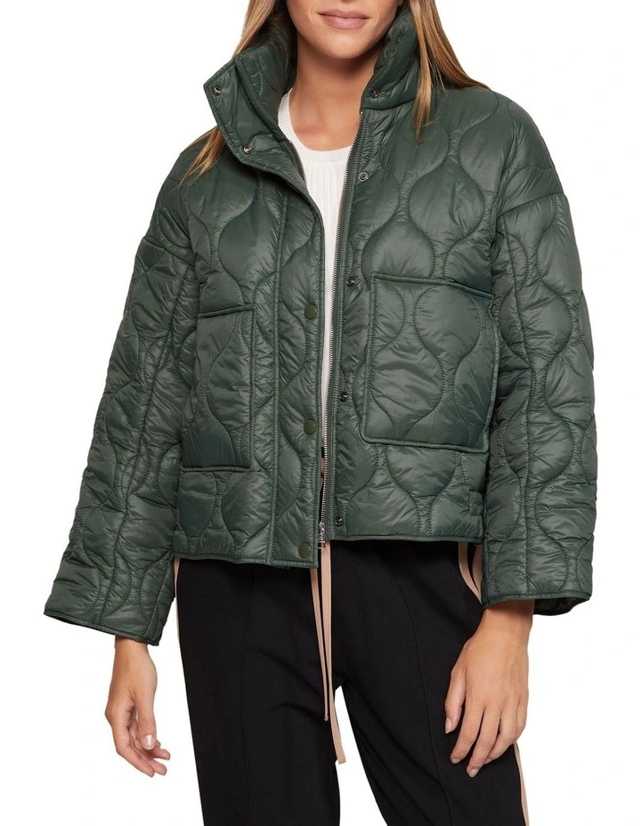 Nina Eco Filling Quilted Puffer Jacket in Green image 5
