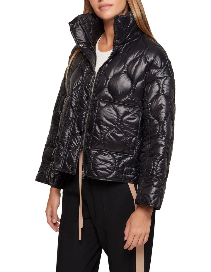 Nina Eco Filling Quilted Puffer Jacket in Black image 2