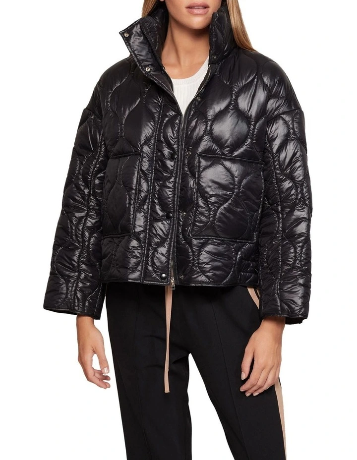 Nina Eco Filling Quilted Puffer Jacket in Black image 5