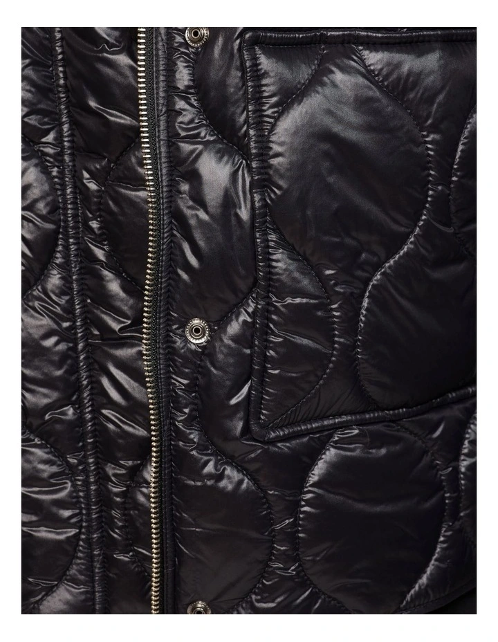 Nina Eco Filling Quilted Puffer Jacket in Black image 6
