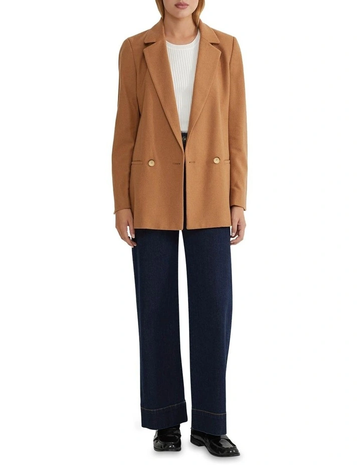 Avery Wool Blend Blazer in Camel image 1