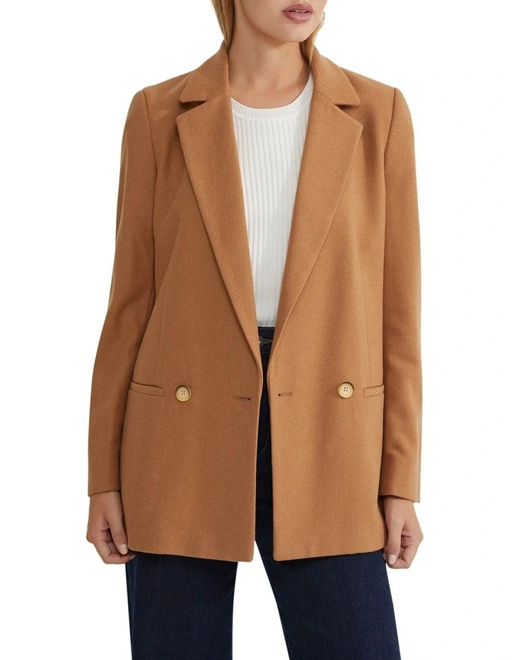 Avery Wool Blend Blazer in Camel image 5
