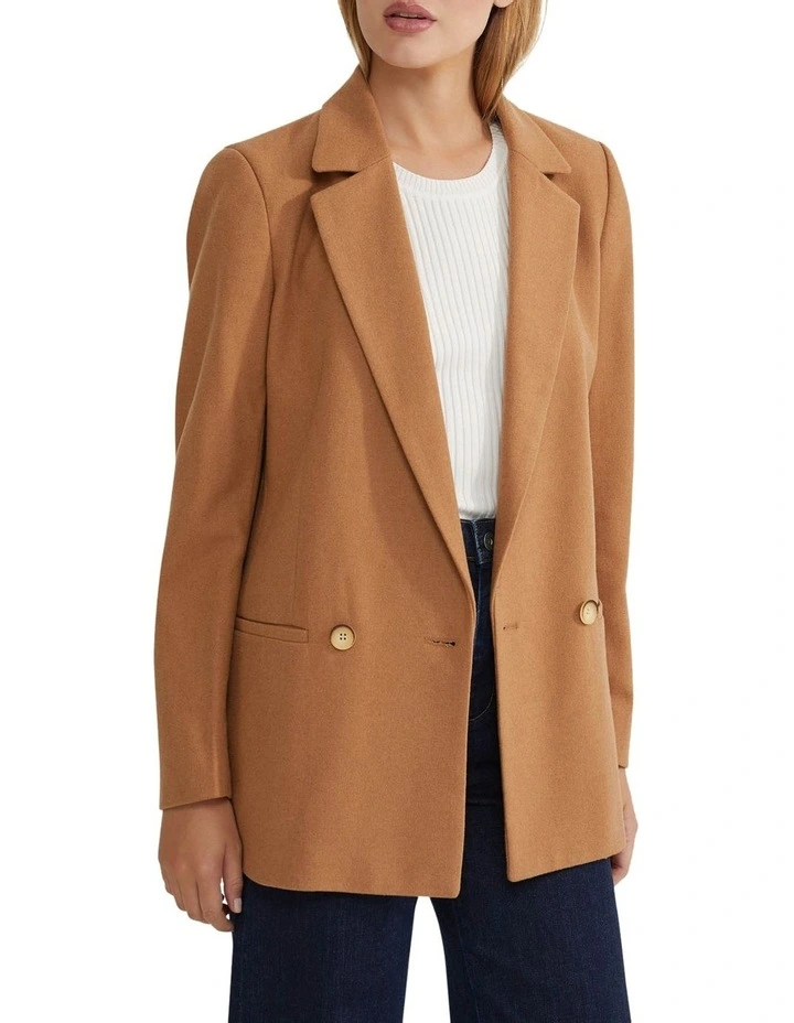 Avery Wool Blend Blazer in Camel image 7