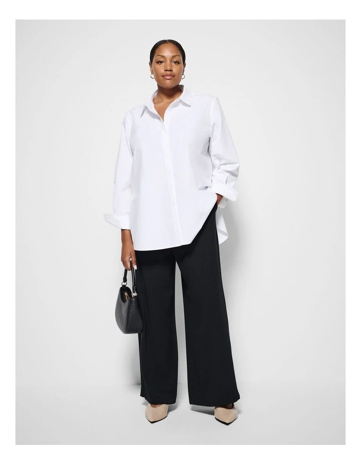 The Draped Leg Crepe Trouser in Black image 1